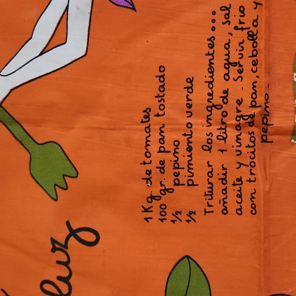 Vintage 1970s "Gazpacho amdaluz " Cotton Blend Kitchen Towel 23" x 20" - Picture 3 of 5